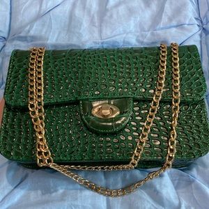 Mango crocodile effect chain bag
